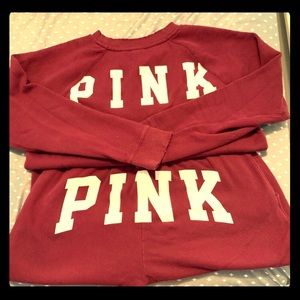 🌼Victoria’s Secret PINK Maroon Crewneck Size L🌼
